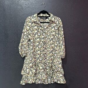 Code X Mode Multicolor Floral Print Button Front Dress Size Small w/ Pockets